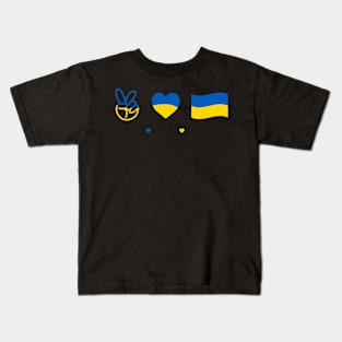 Ukrainian Flag Heart Hand Kids T-Shirt